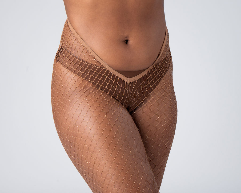 V-Cut Glitter Fishnet (Medium Weave)